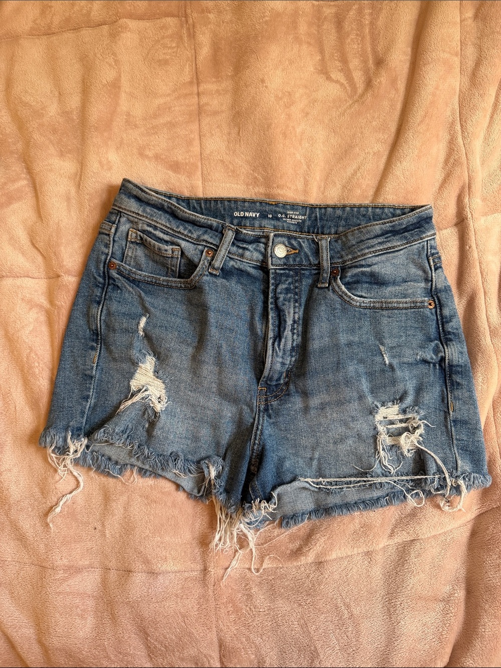 Old Navy Frayed Hem Medium Blue Denim Shorts